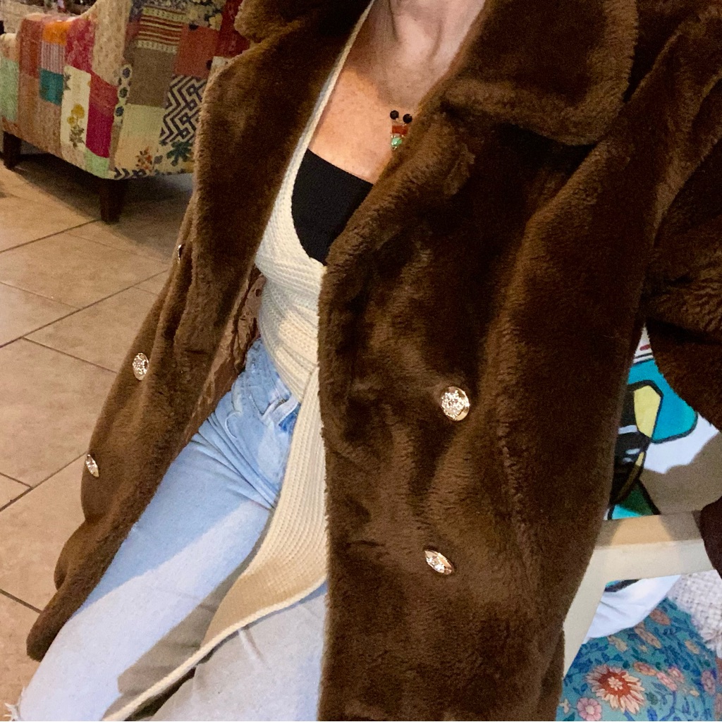 70s True Vintage Sears Fashions Double Breasted Teddy Bear Coat Chocolate Brown